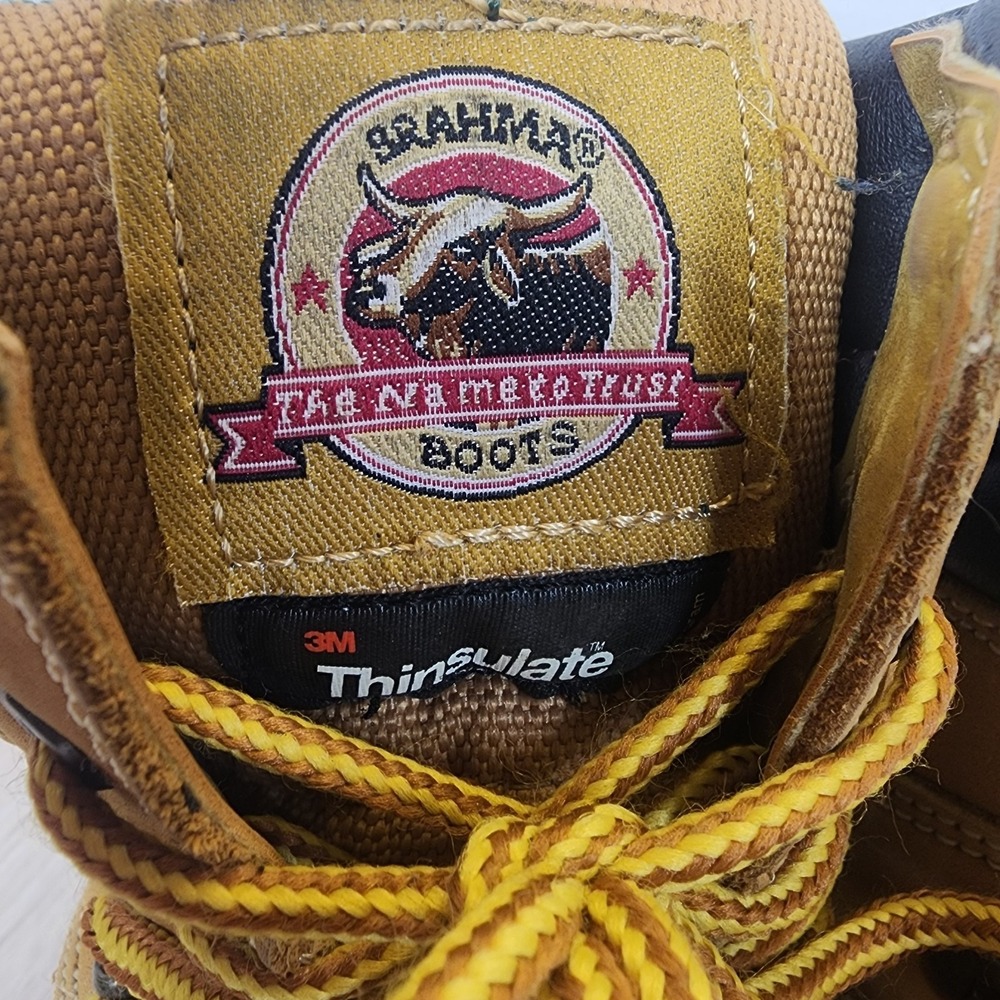 Brahma Mens Work Boots Size 9 Wheat Leather Waterproof Steel toe oil resistant - Picture 9 of 16